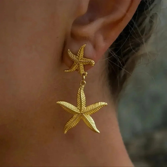 Starfish 18K Gold Stainless Steel Waterproof Earrings - Picture 16 of 17